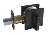 Black door handle with lock mechanism on a white background