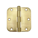 Satin Brass 3 1/2" Round Door Hinges 5/8" Radius