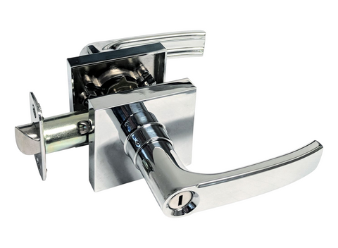 Polished chrome square privacy lever lock