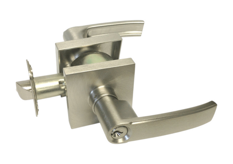 Satin nickel door handle and lock Privacy