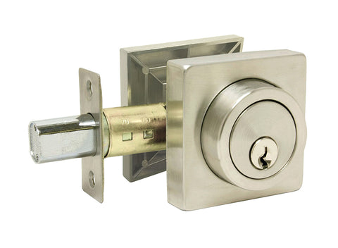 Satin nickel square single deadbolt