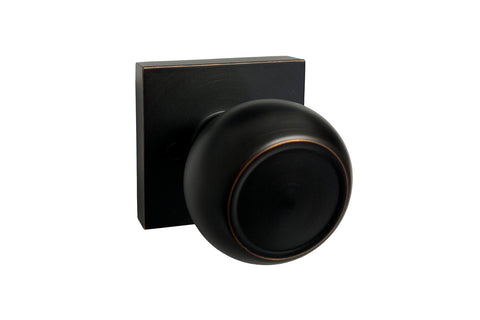Dark Oil Rubbed Bronze Dummy Handle Round Knob Square Plate - Style 5765-6085-DBR