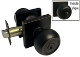 Dark Oil Rubbed Bronze Entry Handle Round Knob Square Plate - Style 5765-6085-DBR