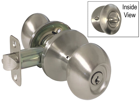Satin Nickel Entry Handle Oval Egg Shaped Knob - Style 6093DC