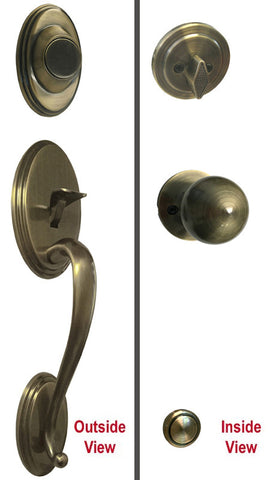 Antique Brass Front Door Entry Handle Set Dummy - Style 5765AB