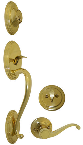 Polished Brass Front Door Entry Handle Set - Style 835PB