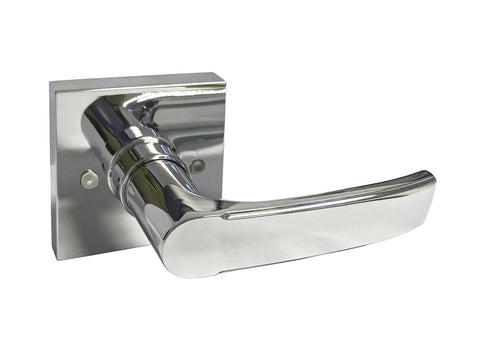 Polished Chrome Square Straight Corner Plate Dummy Handle Lever - Style 8048CR