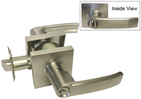 Satin Nickel Square Plate Entrance Handle Lever - Style 8048DC