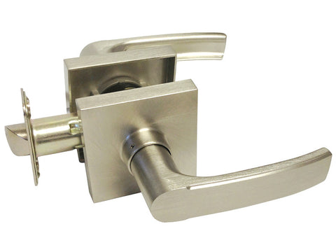 Satin Nickel Square Plate Passage Handle Lever - Style 8048DC