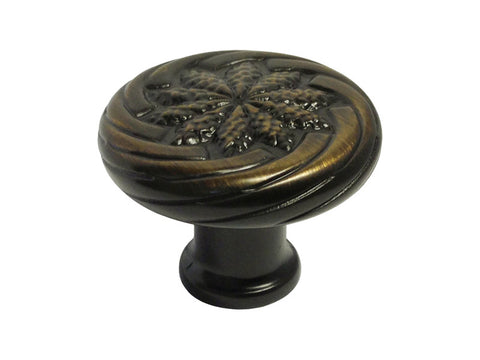 Antique Brass Cabinet Drawer 1-3/16" Wheat Round Knob 119 30MM