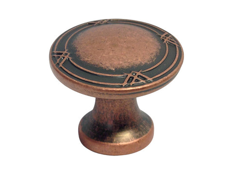 Machined Antique Copper Cabinet Drawer 1-1/4" Ribbon & Reed Round Knob 8863 33MM