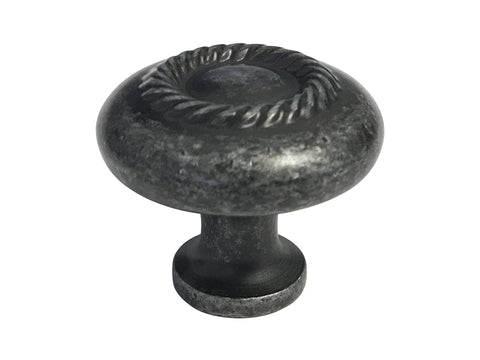 Antique Pewter Cabinet Drawer 1-1/4" Rope Knob 117 32MM