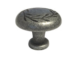 Antique Pewter Cabinet Drawer 1-1/4" Leaf Knob 7418 32MM