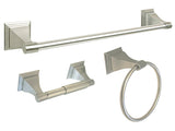 Satin Nickel 3 Piece Bathroom Accessories Set with 18" Towel Bar - Series BA12-BN