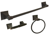 Dark Oil Rubbed Bronze 3 Piece Bathroom Accessories Set with 18" Towel Bar - Series BA12-VBR