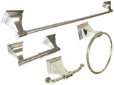 Polished Chrome 4 Piece Bathroom Accessories Set with 18" Towel Bar - Series BA12-CR