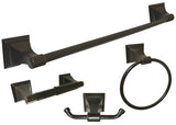 Dark Oil Rubbed Bronze 4 Piece Bathroom Accessories Set with 18" Towel Bar - Series BA12-VBR