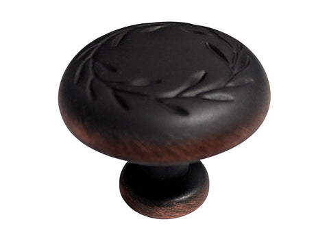 Dark Oil Rubbed Bronze Cabinet Drawer 1-1/4" Leaf Knob 7418 32MM