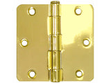 Polished Brass 3 1/2" Door Hinges 1/4" Radius US3