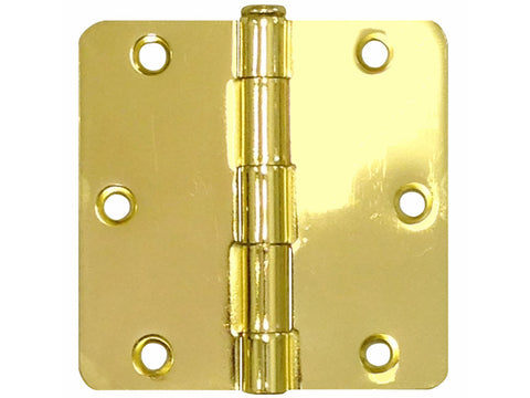 Polished Brass 3 1/2" Door Hinges 1/4" Radius US3