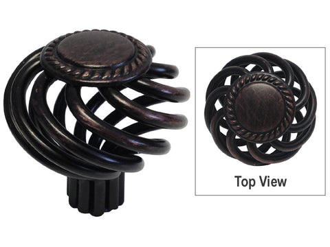 Oil Rubbed Bronze Cabinet Drawer 1-3/8" Sunflower Bird Cage Round Knob 1342 35MM