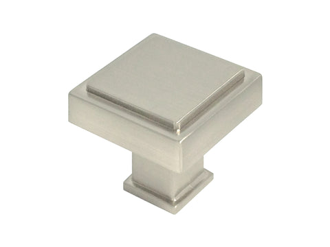 Satin Nickel Cabinet Drawer 1-3/16" Square Knob 1023 30MM