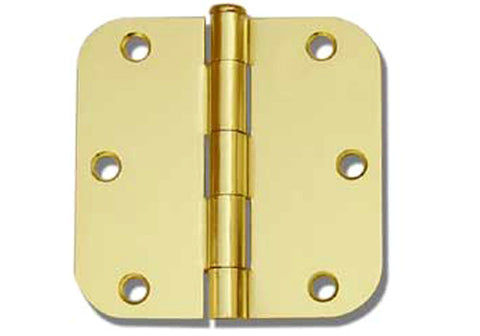 Polished Brass 3 1/2" Door Hinges 5/8" Radius US3
